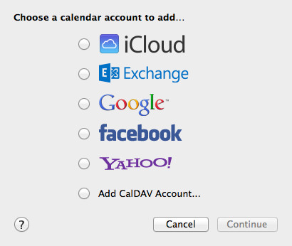 Add a New Account in the Calendar app.