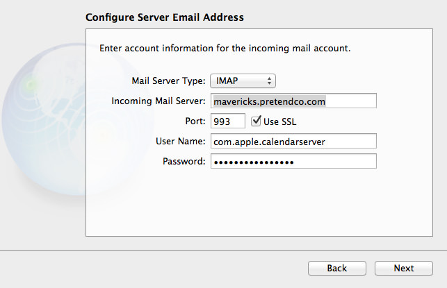 Enter the Calendar Email User IMAP Details.