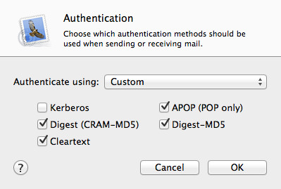 Mail Authentication Settings.
